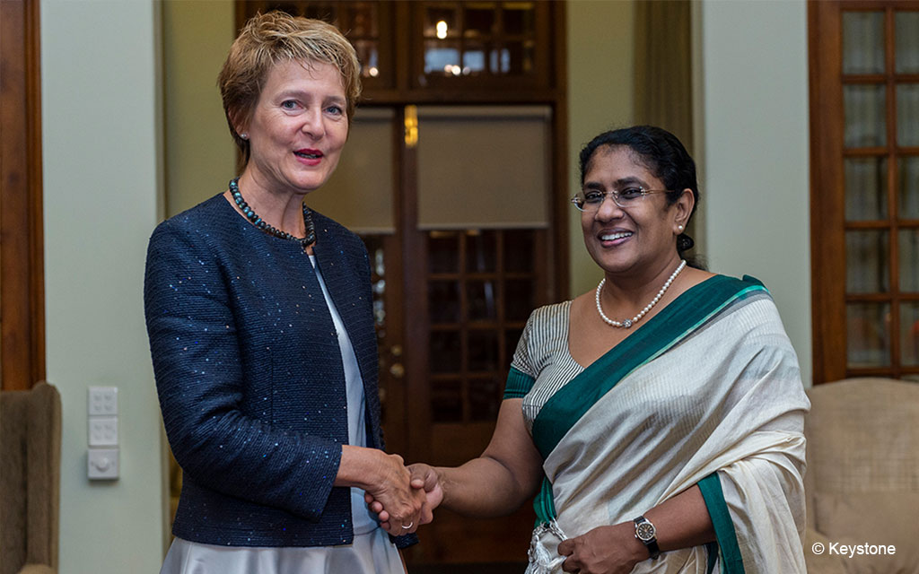 Federal Councillor Simonetta Sommaruga meets Thalatha Atukorale, Minister of Justice and Prison Reforms of Sri Lanka