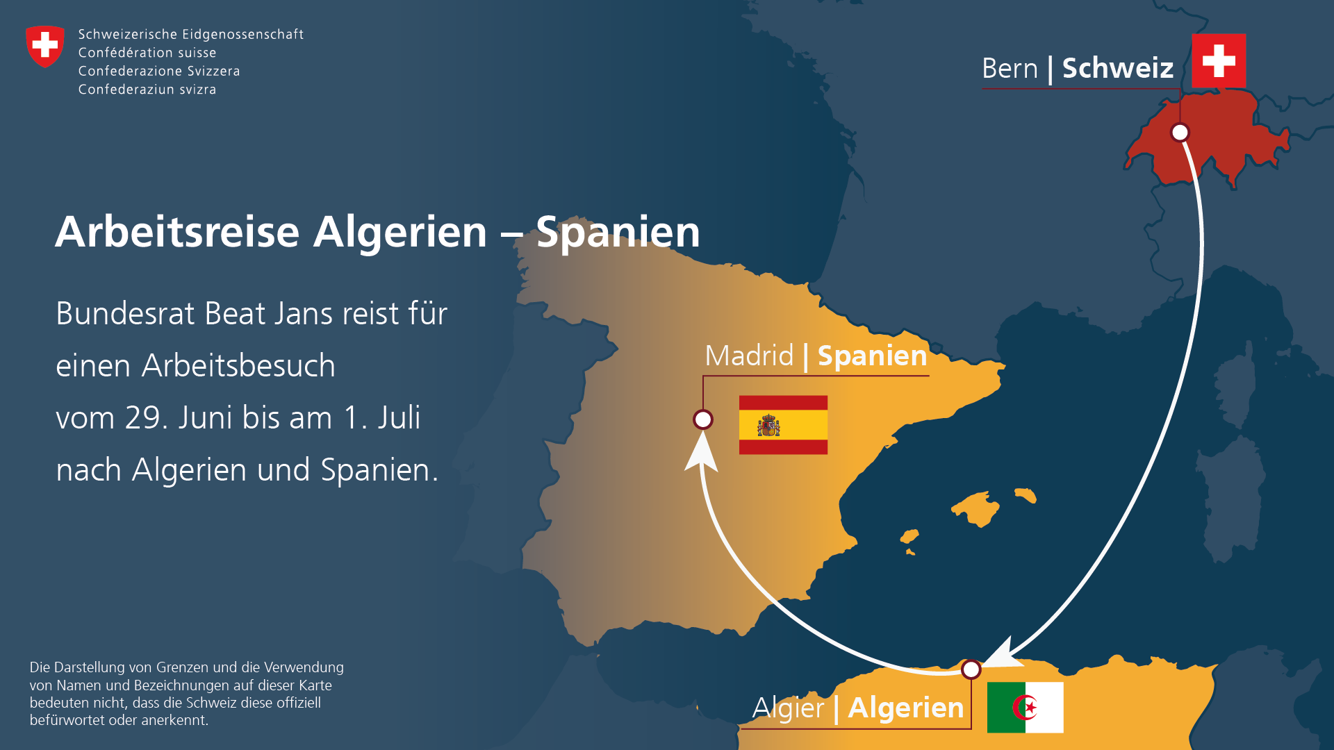 Arbeitsbesuch in Algerien und Spanien: Karte