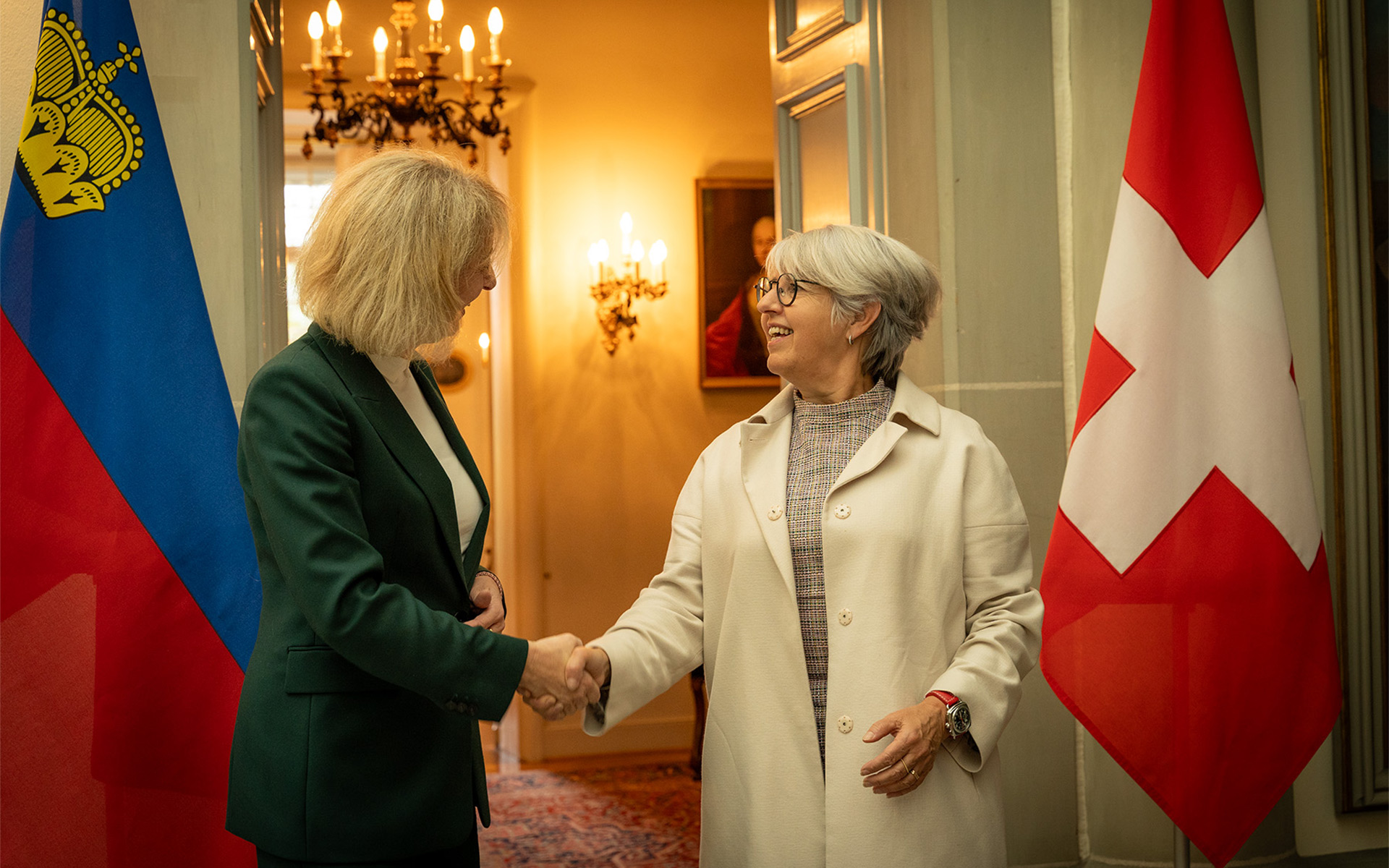 La consigliera federale Elisabeth Baume-Schneider e la ministra del Liechtenstein Graziella Marok-Wachter