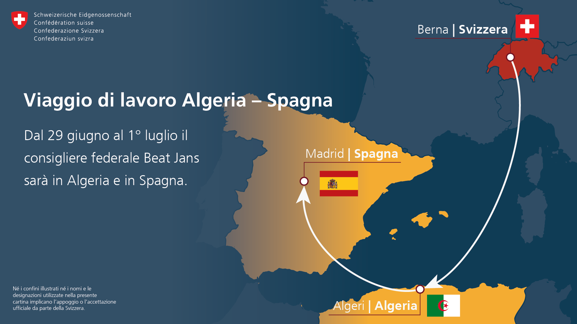 Visita di lavoro in Algeria e Spagna: mappa