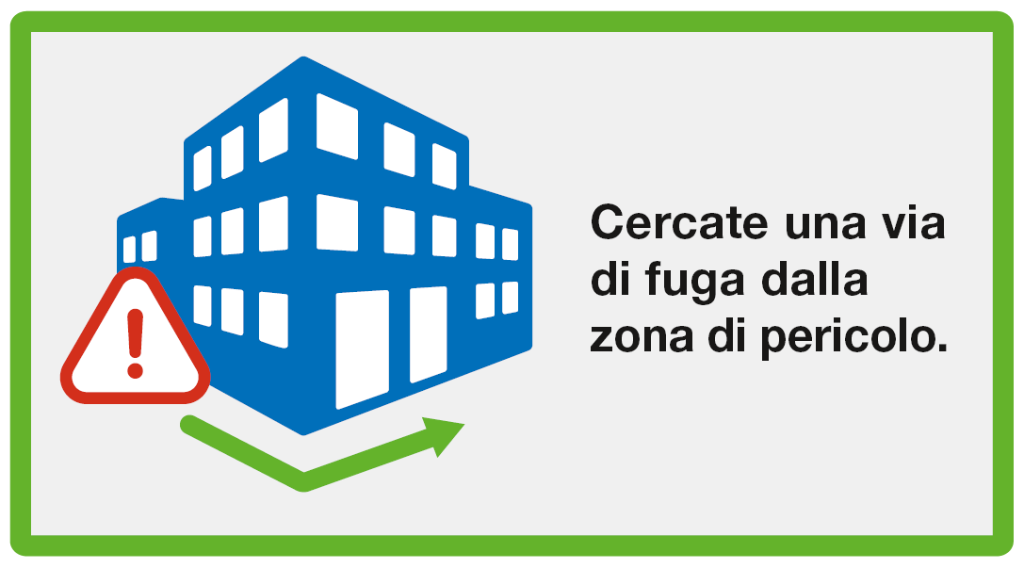 Fuggire: Cercate una via di fuga dalla zona di pericolo